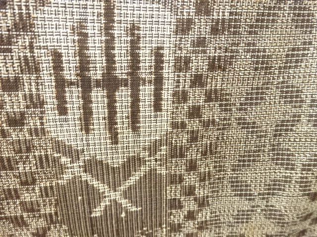 JAPANESE KIMONO / ANTIQUE KIMONO / SILK / DORO OSHIMA TSUMUGI / WOVEN GEOMETRIC